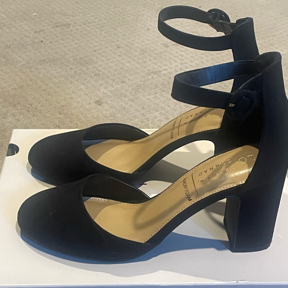 LC Lauren Conrad Black Ankle Strap Heels